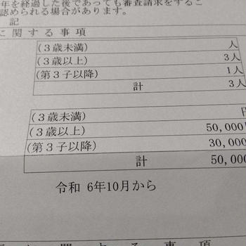 役所からの知らせ 児童手当 額改定通知書