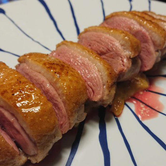 野郎飯流・鴨肉を低温調理して仕上げに焼いて塩で食べるやつ。