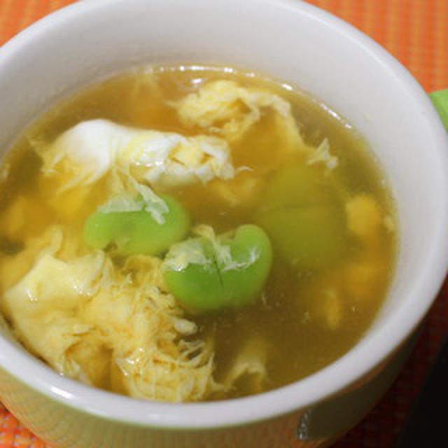 365日汁物レシピNo.70「そらまめの中華スープ」
