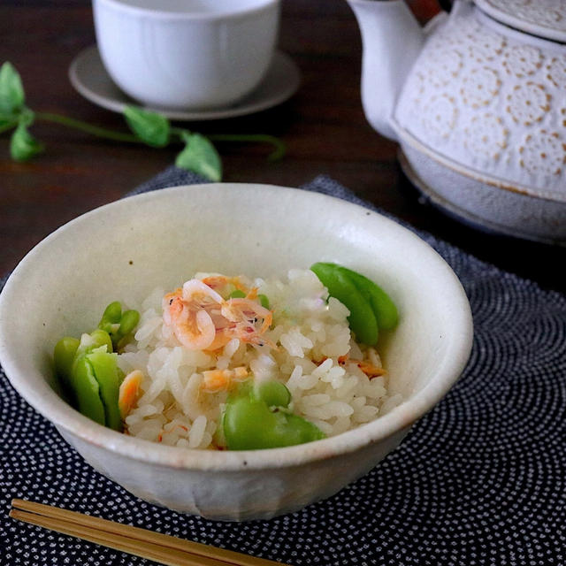 そら豆と桜えびの炊き込みご飯