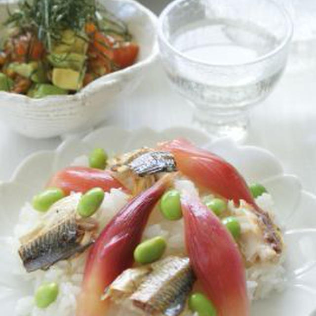 「みょうがと鯵の干物と枝豆のちらし寿司」「牛肉と根菜の煮物」「アボカドサーモン納豆」