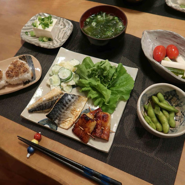 塩鯖＆チ〇ワの蒲焼の晩ご飯　と　フジバカマの花♪