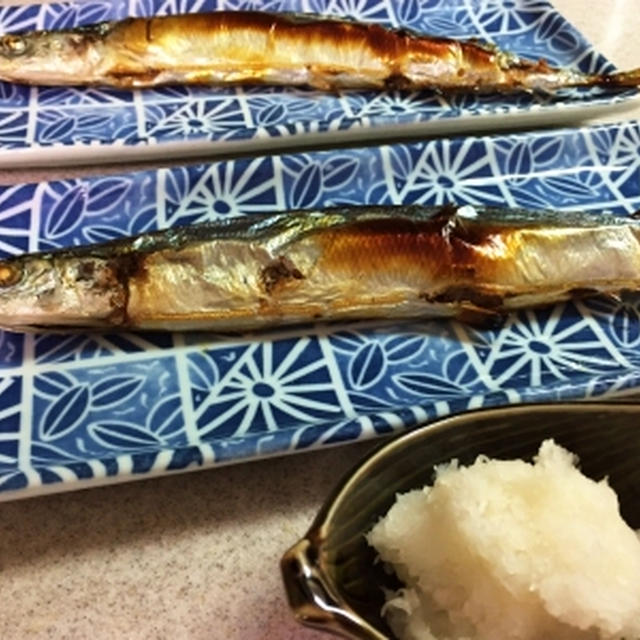 秋刀魚の塩焼き＆赤貝のひも♪