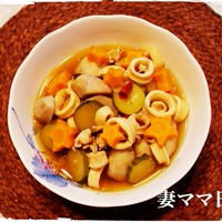 『八方だし』で「イカと里芋の煮物」♪ Simmered Squid and Veggies