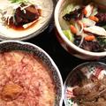 風邪気味さんの撃退メニュー：白菜の薬膳スープ、梅雑炊のおかか乗せ、豚の角煮