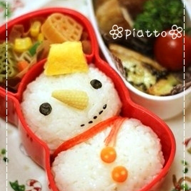 キティちゃんリボン型お弁当箱で 雪だるま弁当 By ぴあっとさん レシピブログ 料理ブログのレシピ満載