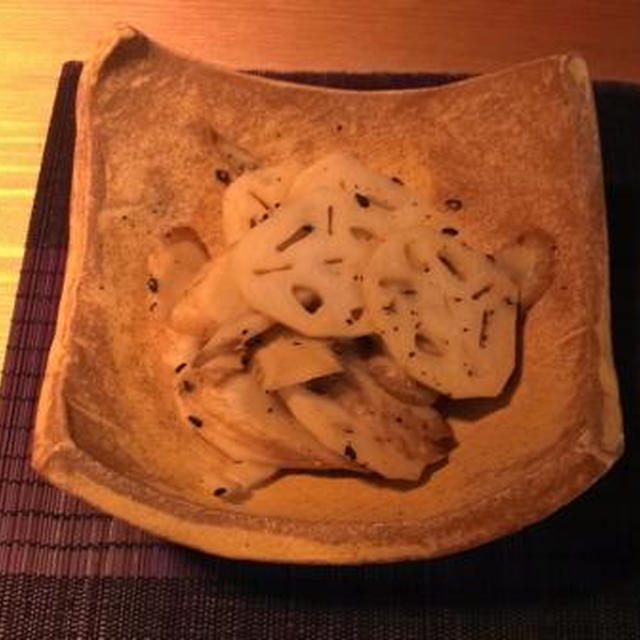 ごぼうとレンコンの味噌いため
