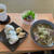 もらったバジルとうどんで、おにぎり定食ランチ