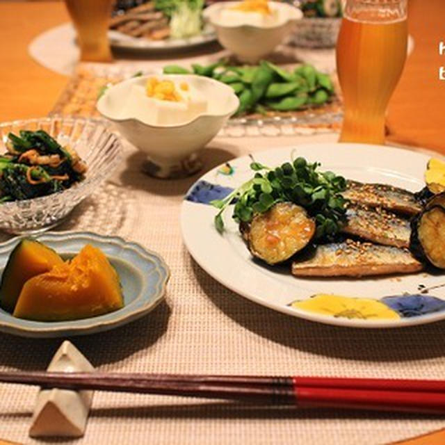 『秋刀魚の蒲焼き』とストウブで『小さいおかず』の献立。