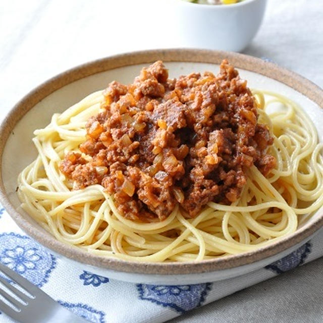 フライパン一つで♪手軽に作れるミートソーススパゲティがメインの献立