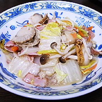 白菜とホタテのショウガ風味