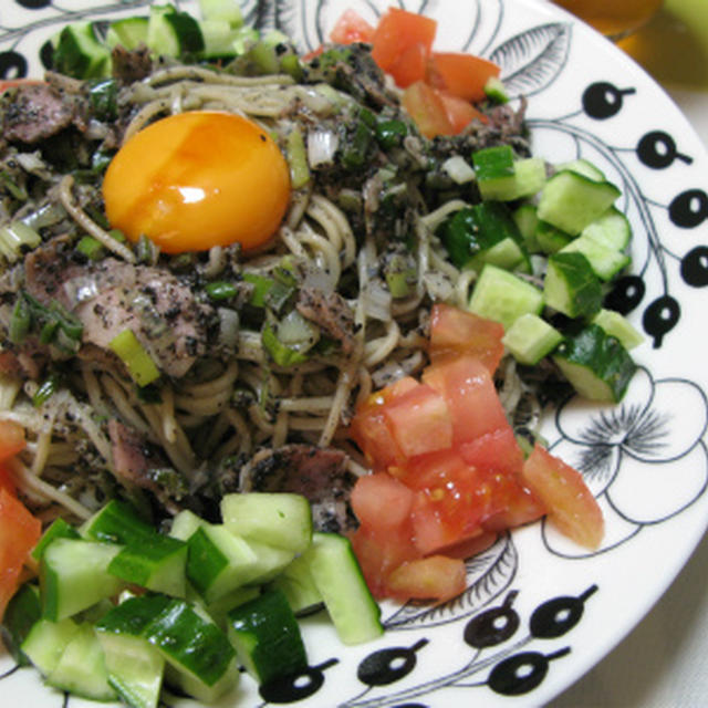 野菜たっぷり黒胡麻蕎麦（レシピ）