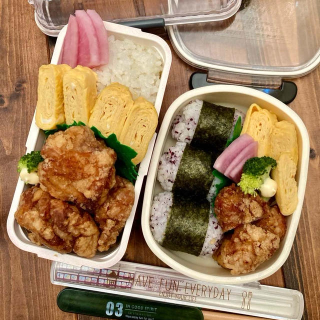 唐揚げ弁当と、バゲット蜂蜜バター