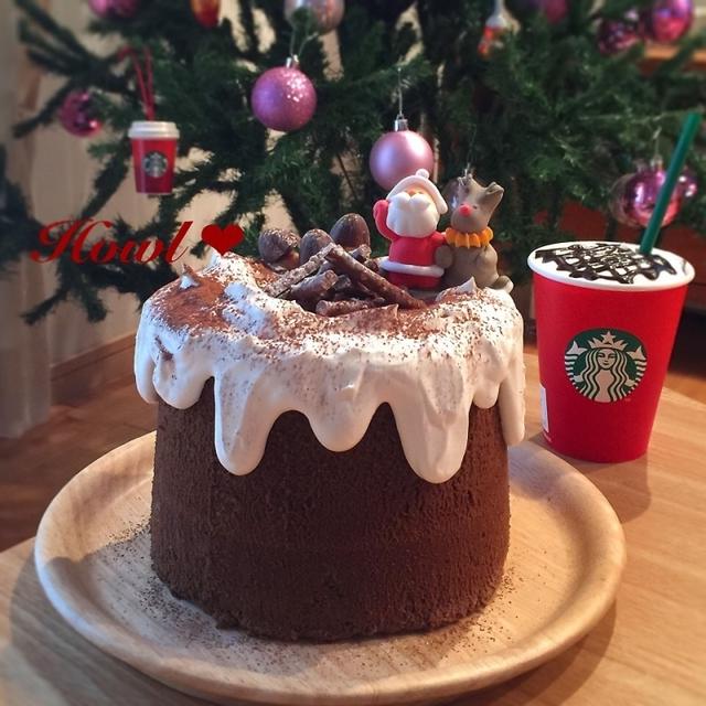練乳ホイップ♡チョコシフォンのクリスマスケーキ♡