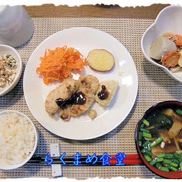 オーブンで焼く【一口とんかつ】＆【玉葱フライ】定食♪