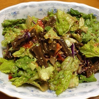 韓国料理：チョレギサラダと乾燥ムック