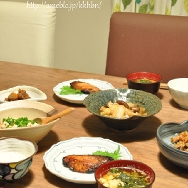 ぶりの醤油麹漬け焼き、木綿豆腐の明太炒めなど