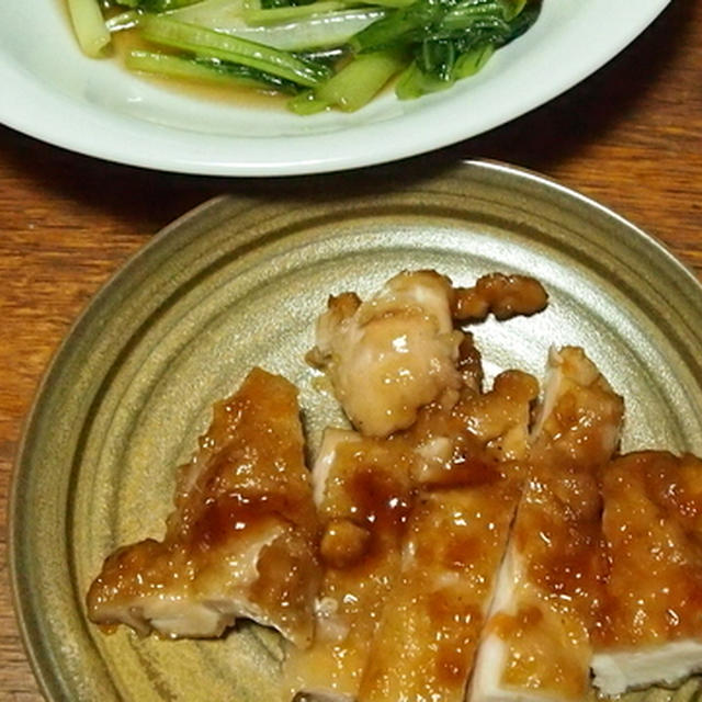 鶏の照り焼きと青菜炒め