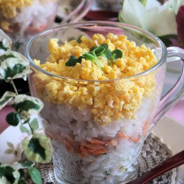 塩麹入り　梅しそご飯の重ね寿司　グラス仕立て♪♪　No2