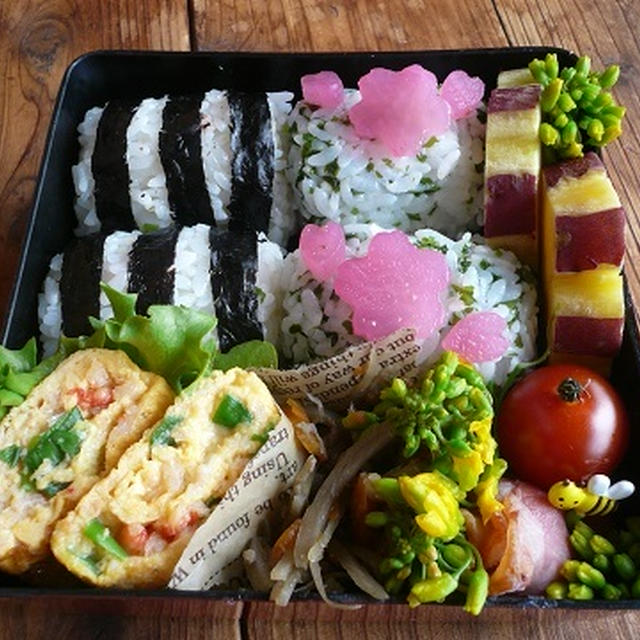 カニ缶と葱の卵焼き弁当♪