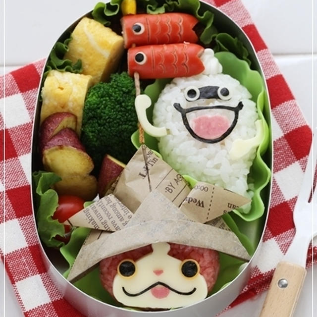 ジバニャン＆ウィスパーのこどもの日のキャラ弁♪