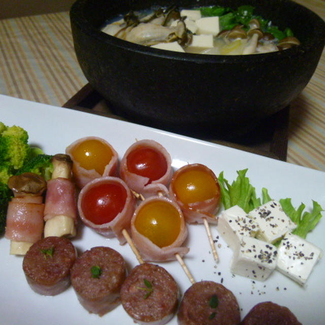 おつまみ盛り合わせと牡蠣のみぞれ鍋の献立　夕ご飯（２日分）