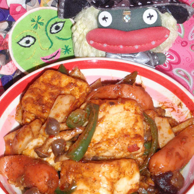 豆腐とソーセージのピリ辛味噌炒め＆麺つゆで作る白菜の浅漬け（お家カフェ）