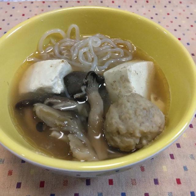 肉団子ときのこと豆腐のおかずスープ