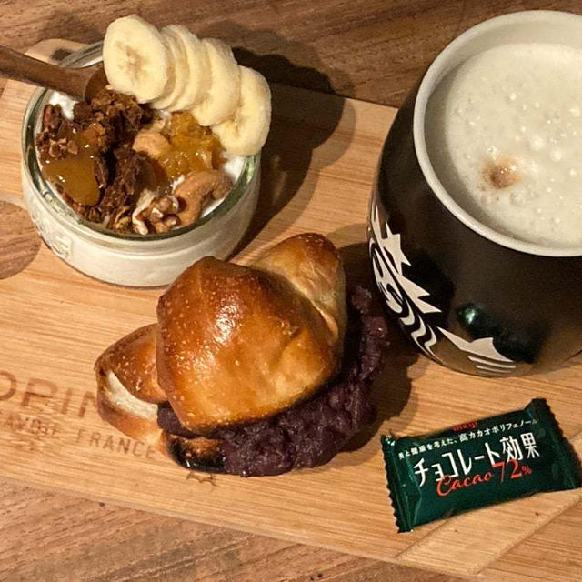 あんバターの朝に小豆をコトコト♪