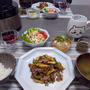 牛肉とたけのことピーマンの炒め物の献立。株主優待到着、ドウシシャからそうめん。