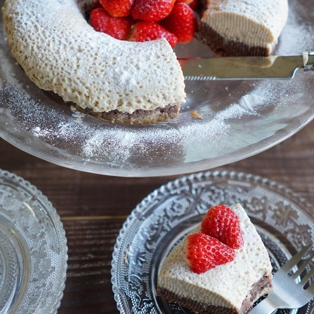 チョコとフランボワーズの２層のプリンケーキ