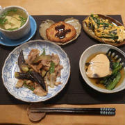 豚肉と茄子の味噌炒め・ニラ卵の晩ご飯と　ヤマボウシの花♪