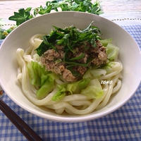 ぐんまクッキングアンバサダー♪火を使わない！嬬恋高原キャベツとサバ缶のぶっかけうどん