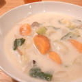 畑でとれた野菜たっぷり！玄米粉で作る、豆乳ホワイトスープ｜富士山の氷で乾杯！？