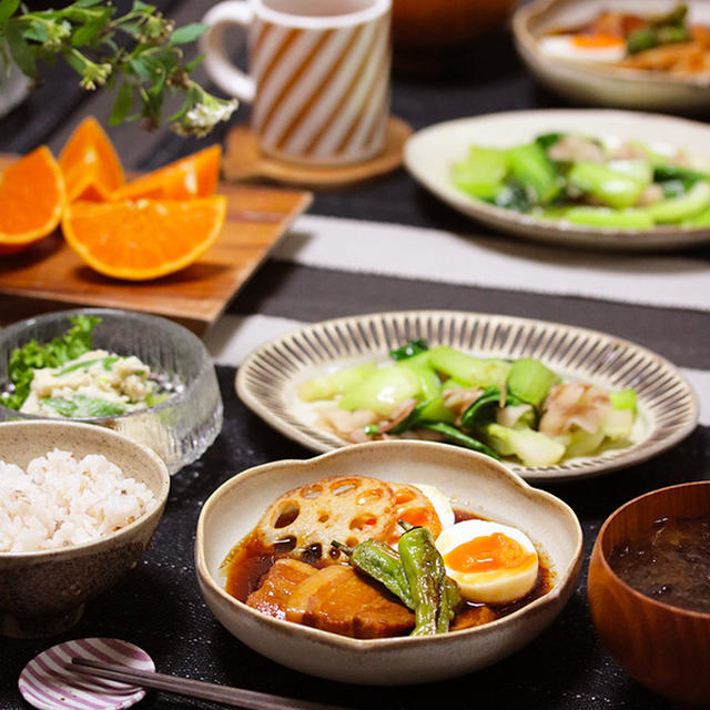 【献立】レンチン豚の角煮と青梗菜と豚バラの塩炒めなどなど。～3週間ぶりのスーパーはアミューズメントパーク～