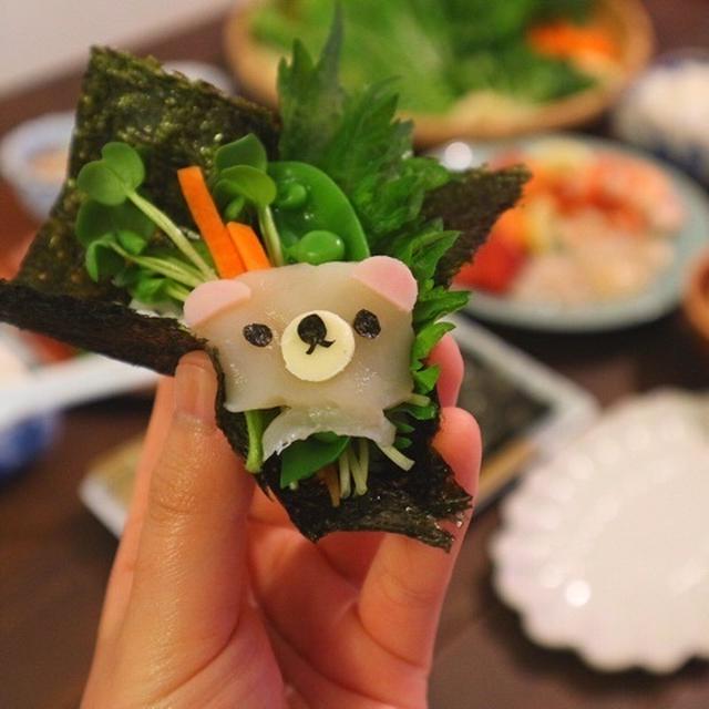 ホタテでコリラックマ＊デコ手巻き寿司
