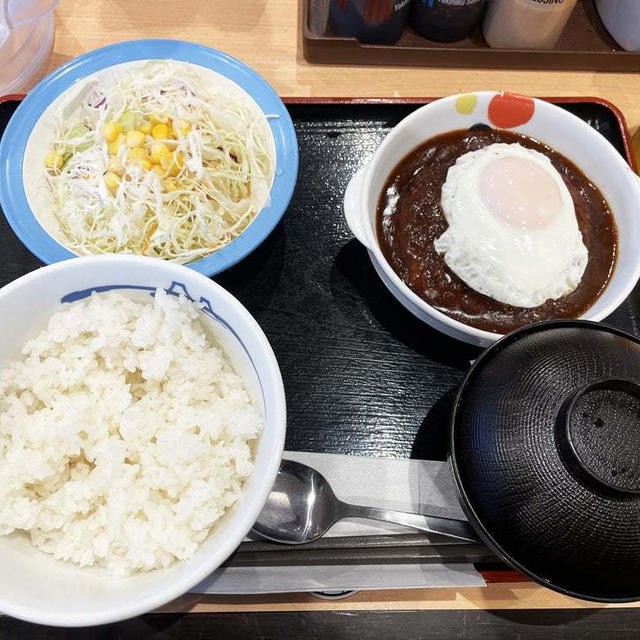 エッグデミグラスソースハンバーグ定食を食べてみたさ 〜松屋〜