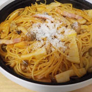 レンジメート600W６分＋５分でタケノコのトマトパスタ