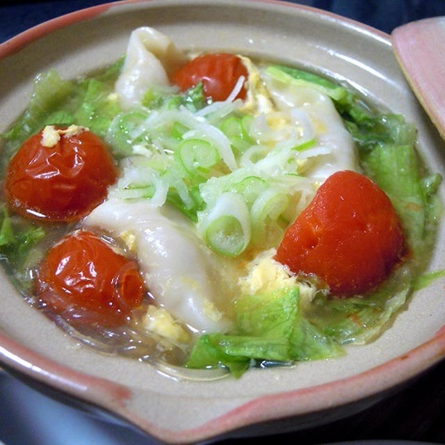 【モニター】餃子であったまろう　トマトとレタスのスープ餃子