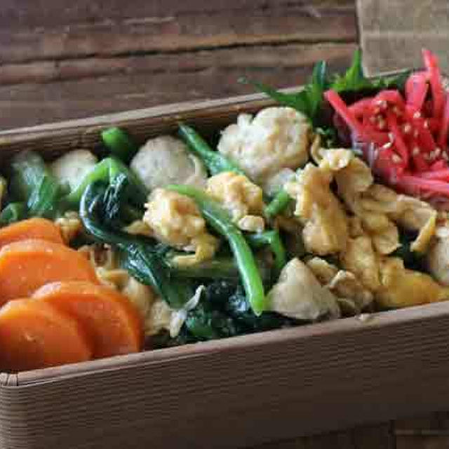 やみつきになるほうれん草！鶏ささみ肉のポパイ炒め弁当