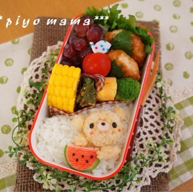 キャラ弁☆スイカを持ったくまちゃん。