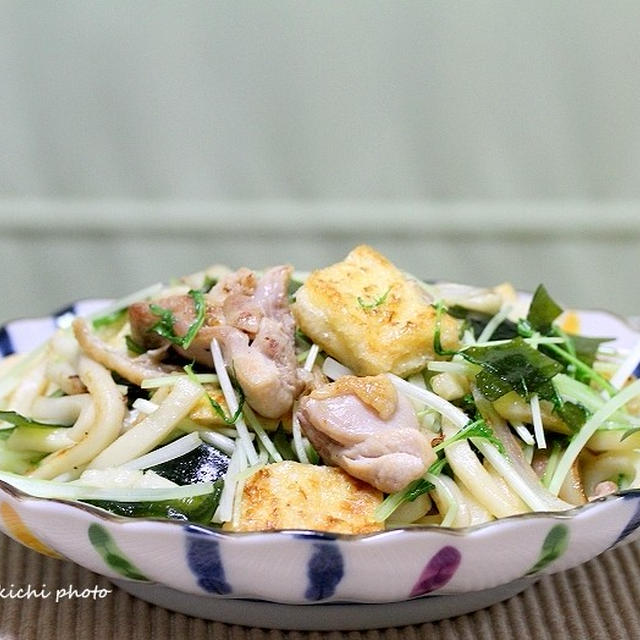 鶏肉と生わかめの焼きうどん＆「楽しい飲み会前編」