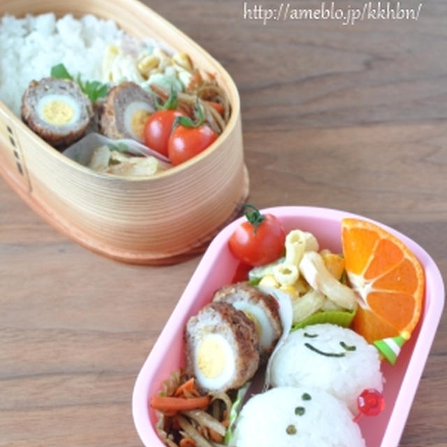 雪だるまとスコッチエッグ弁当～２学期最後のお弁当～