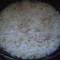 湯立てで白米（８９４）。。。富山県南砺市産海藻アルギット米特別栽培米コシヒカリ・白米（あいざわ米店）と茨城県産うまかっぺコシヒカリ玄米・新米（あいざわ米店）