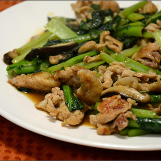 【 小松菜と豚肉のオイスターソース炒め 】