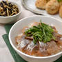 アジの手ごね寿司。豆麩のから揚げ、たまり漬け切り干しひじきサラダの晩ご飯。