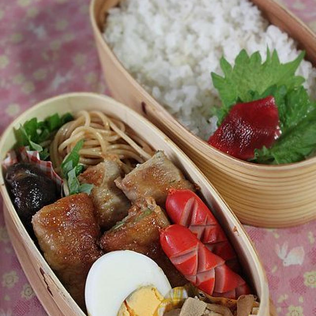 肉巻きアスパラの味噌炒め弁当