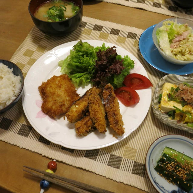 鱈＆茄子フライの晩ご飯　と　白い花シリーズ♪