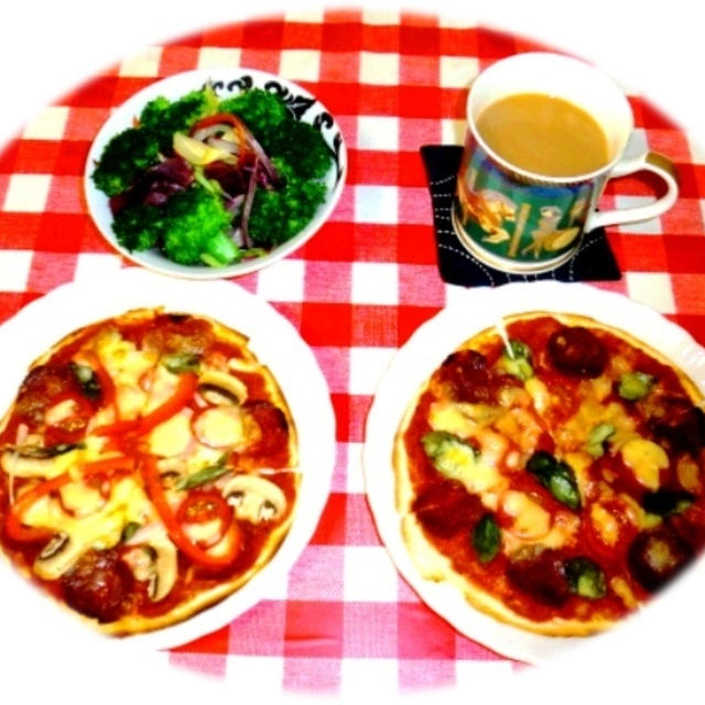 今朝もトルティーヤピッツァで朝ご飯