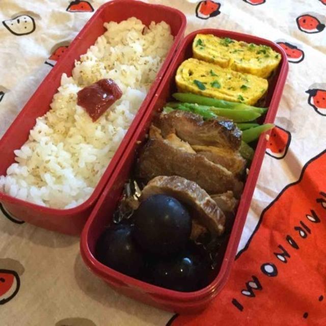 中一次女用弁当。弁当オカズの名バイプレイヤー。アスパラガスの胡麻和えと、ニラ出し玉子焼き｜パパの料理塾 4期生募集準備中